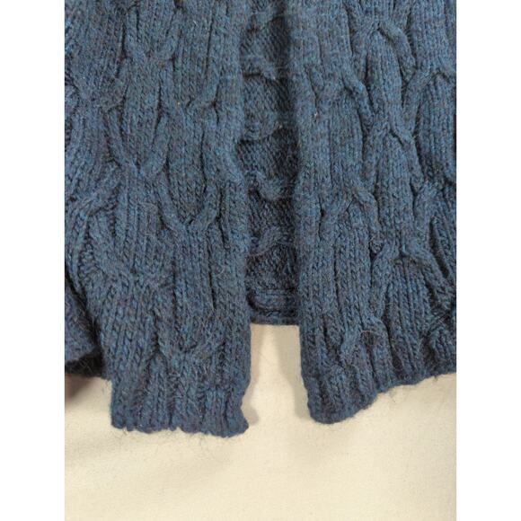 Elsaradi Italy M Blue Alpaca Wool Blend Knit Open Front Cardigan Sweater - Picture 7 of 11